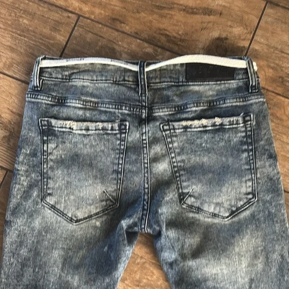 Men’s YoungLa Distressed Denim Jeans with String Belt 30x28 - Picture 5 of 6